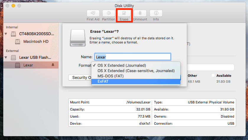 format drive on mac for windows